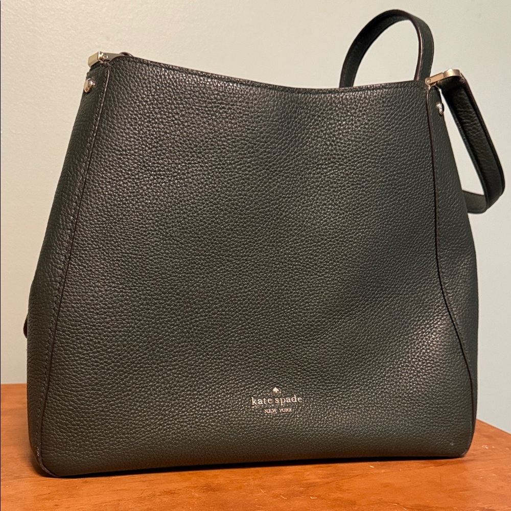 Dark Green Leather Tote
